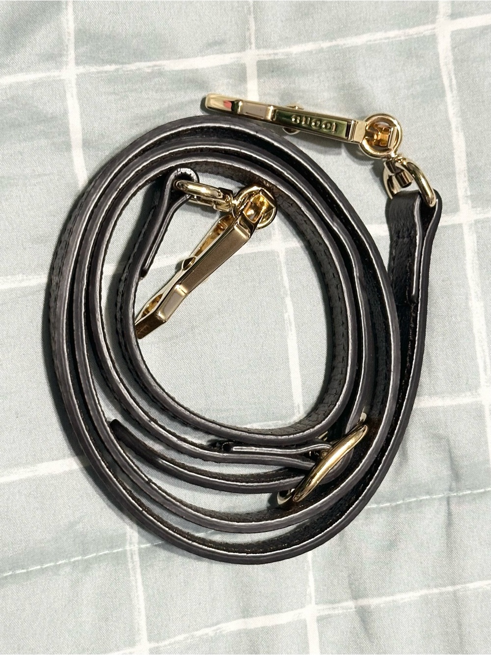 Authentic Gucci Brown Leather Adjustable Bag Strap Gold Hardware
